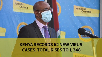Kenya records 62 new virus cases, total rises to 1,348