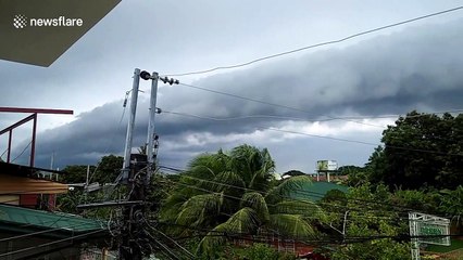 Imposing row of 'roll clouds' form over homes in the Philippines