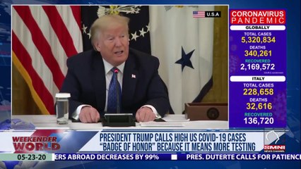 President Donald Trump calls high US COVID-19 cases “badge of honor” because it means more testing