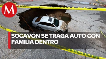 Se salva mujer y menor al caer a socavón en Nuevo Laredo