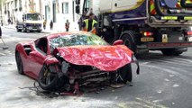 Il détruit sa Ferrari de location à Londres contre un bus ! Rappeur Swarmz !