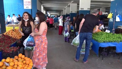 Yasak sonrası Antalya semt pazarlarında yoğunluk