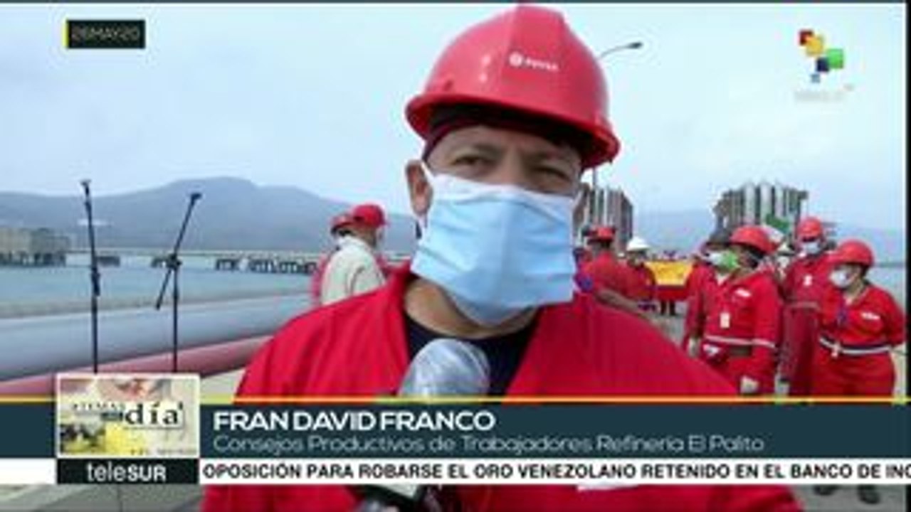 Trabajadores petroleros de Venezuela celebran arribo de barcos iraníes