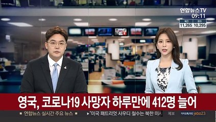 영국, 코로나19 사망자 하루 만에 412명 늘어