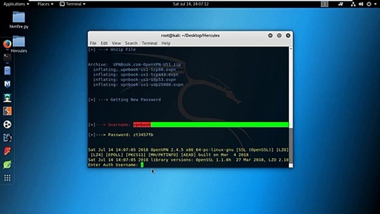 Automated free VPN connection on Kali Linux