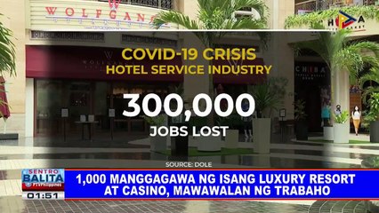 1,000 manggagawa ng isang luxury resort at casino, mawawalan ng trabaho