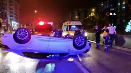 Bursa'da Trafik Kazası; Takla Atan Otomobilden Burnu Kanamadan Çıktı