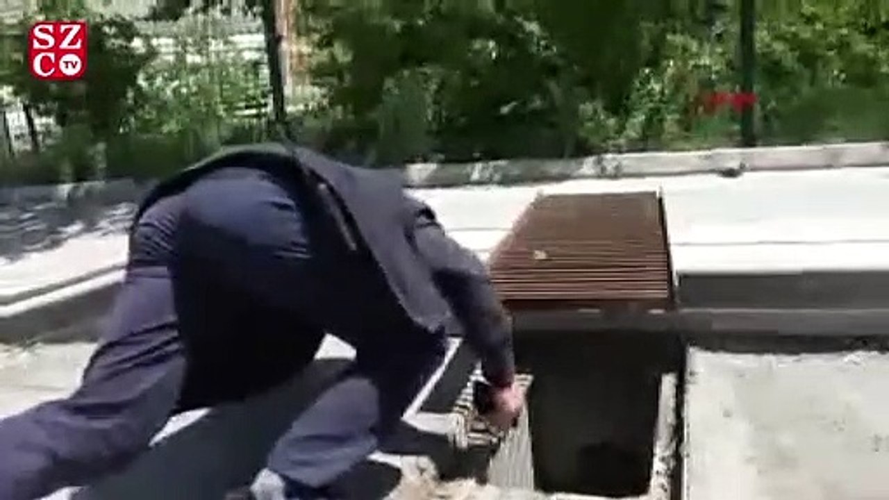 İtfaiyeden cep telefonu destekli kedi kurtarma operasyonu