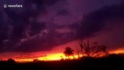 Glorious  red, orange and purple sunset seen in the Philippines