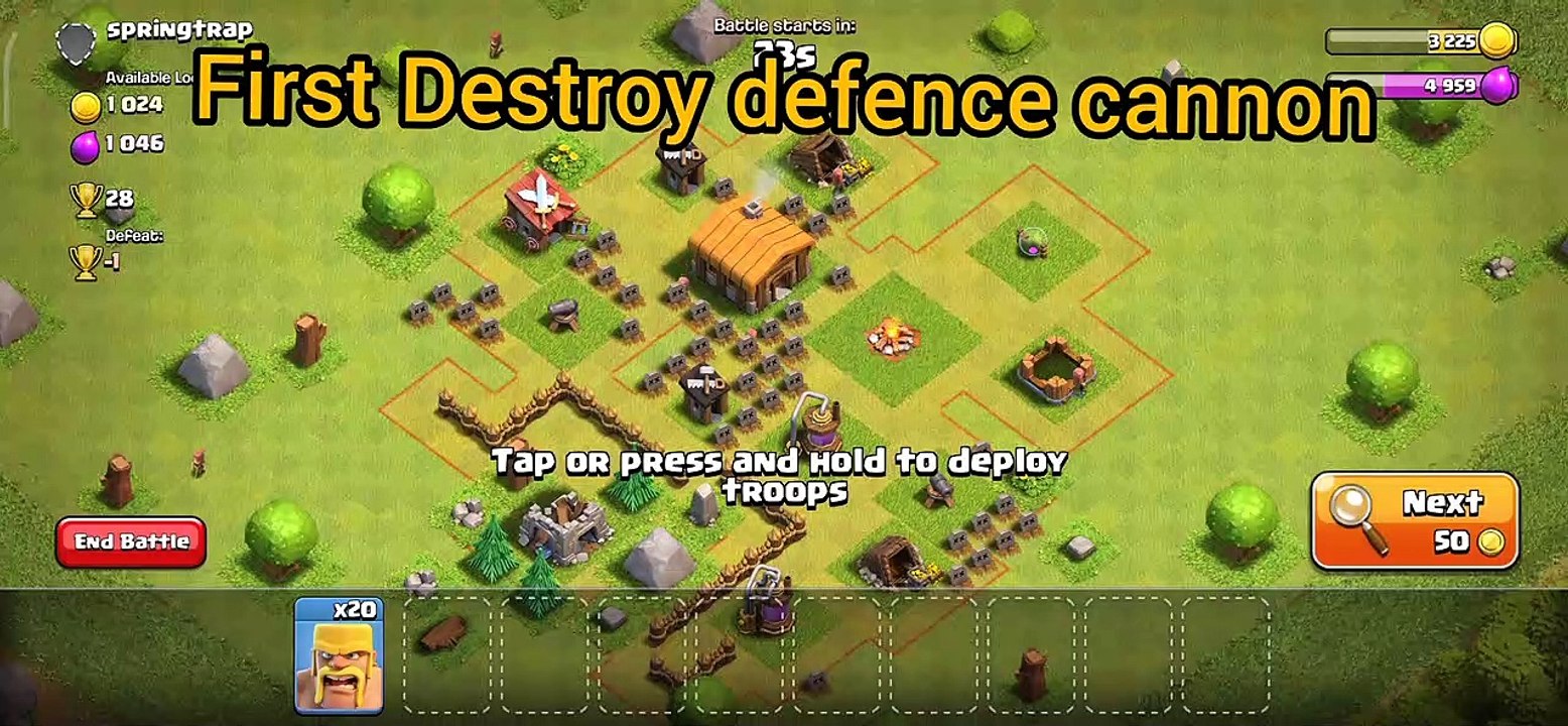 100 attack town hall 2 with level 1 barbarian.. video Dailymotion