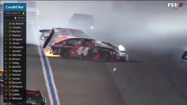 Nascar Xfinity Charlotte 2020 Restart Multiple Car Big Crash