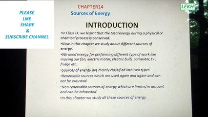 Chapter 14 Sources of Energy Class 10th