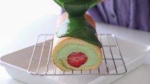 いちごと抹茶のロールケーキの作り方 Strawberry & Matcha Swiss Roll Cake｜HidaMari Cooking