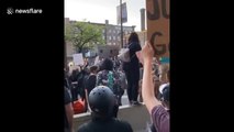 Peaceful protester hit in head with canister during George Floyd demonstration in Minneapolis