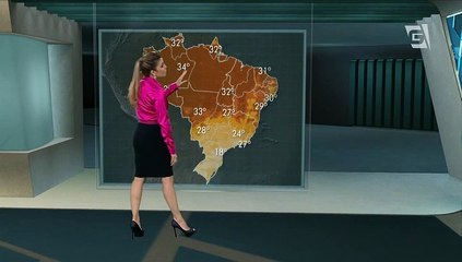 weather girl in hot pink satin blouse