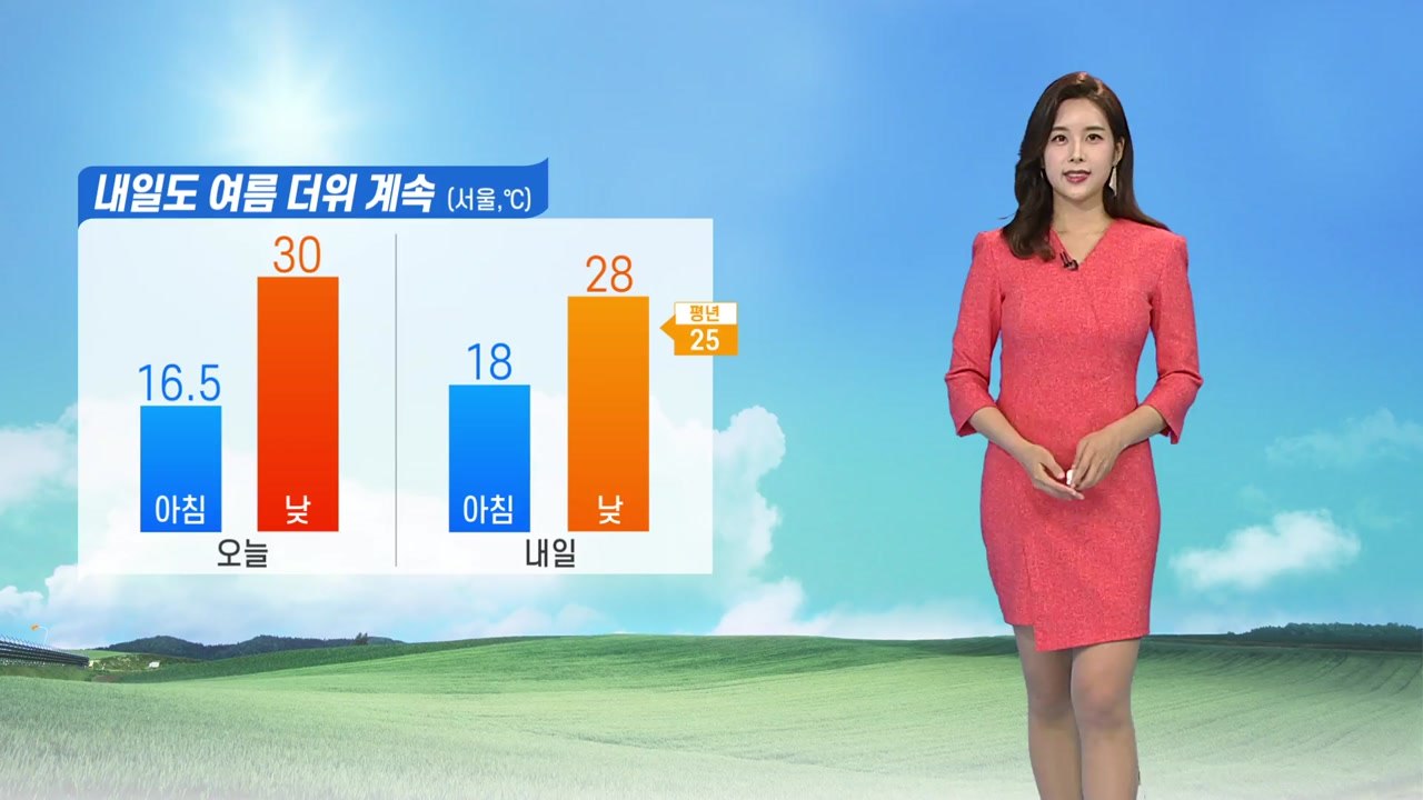 [날씨] 내일도 여름 더위 계속...곳에 따라 소나기 / YTN