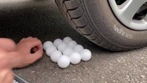 EXPERIMENT- Car vs Ping Pong Balls - Crushing Crunchy & Soft Things by Car! | Haerte Test