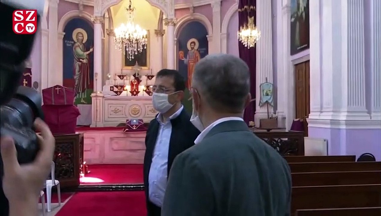 Ekrem İmamoğlu, haçı koparılan kiliseyi ziyaret etti