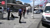Taksim'de polisi görünce fenalaştı