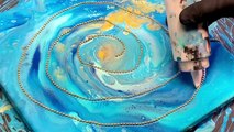 String _ Chain Pull Painting _ SATISFYING OCEAN WAVES _ Fluid Art Acrylic Pouring Technique!! | Wigglz' Art