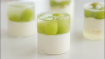 シャインマスカットのヨーグルトムース Green Grape Jelly & Yogurt Mousse＊Eggless & Without Oven｜HidaMari Cooking