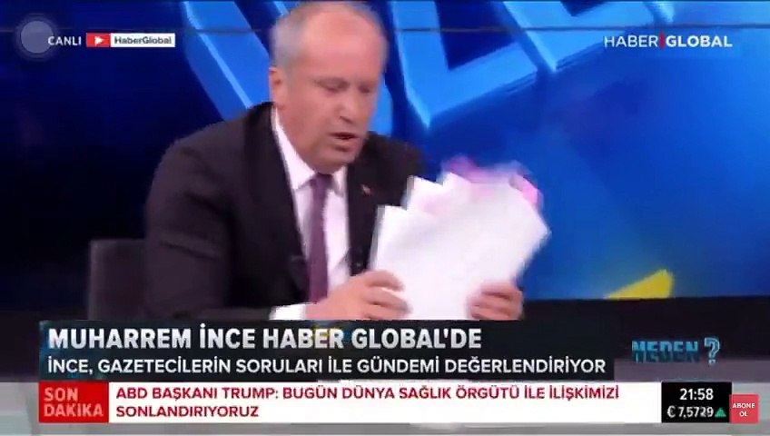 Erdogan In Konusmasi Nedeniyle Birden Fazla Kez Sozu Kesilen Muharrem Ince Haber Global Studyosunu Terk Etti Dailymotion Video