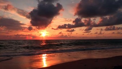 Beach Waves And Sunset