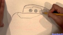 Drawing Lightning Mcqueen from Cars 2 Pixar Disney how-to draw Saetta McQueen