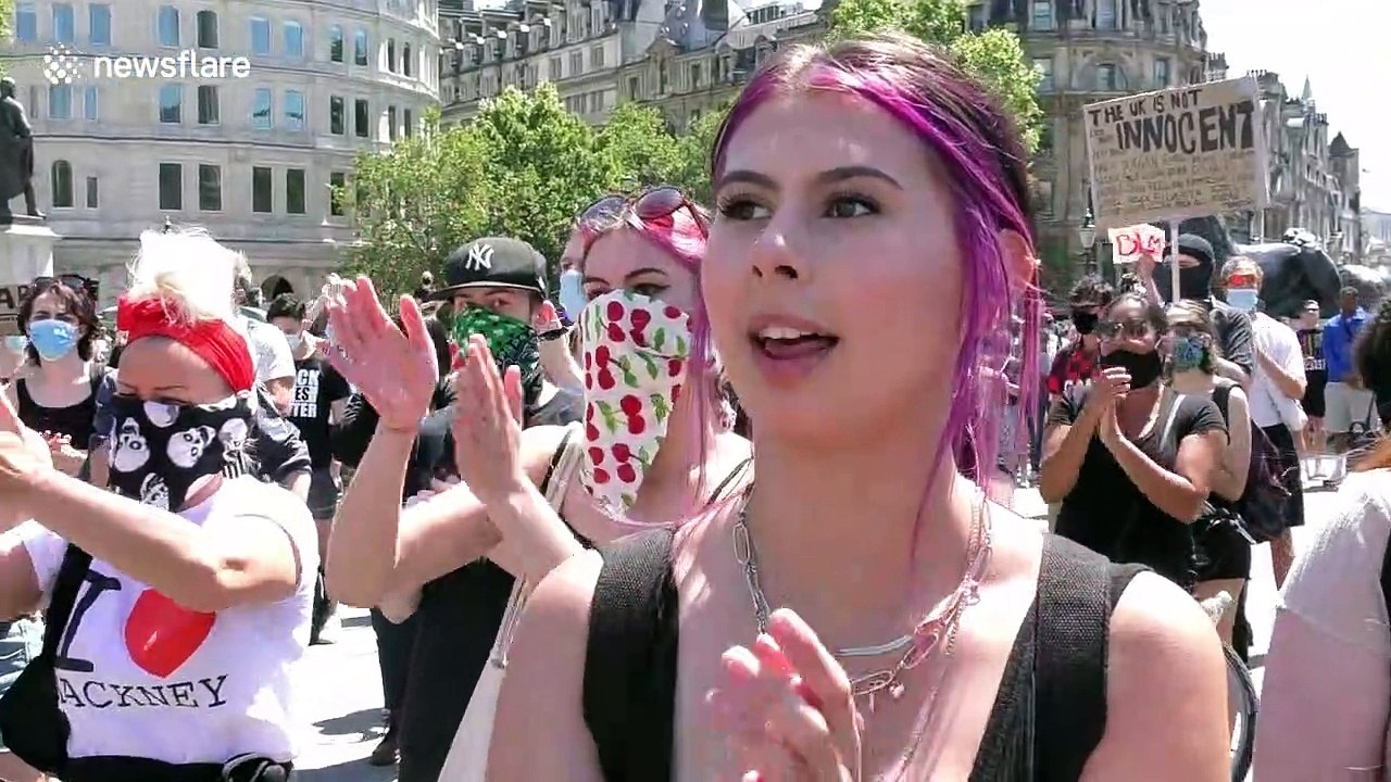 Hundreds join protest against death of George Floyd in Trafalgar Square