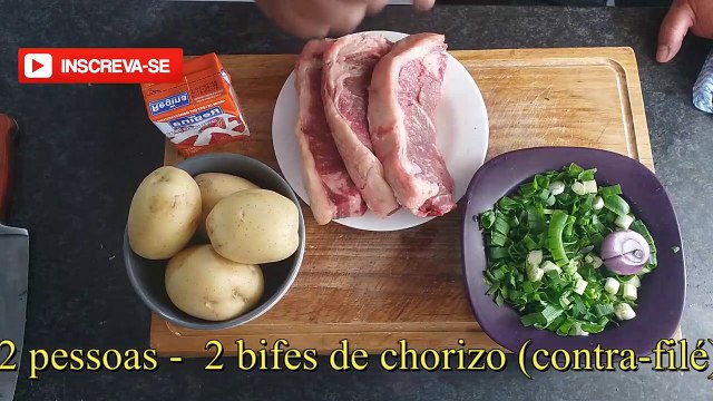 Receita passo a passo de Bife de chorizo com creme de cebolinha e batatas coradas #doutoresnacozinha