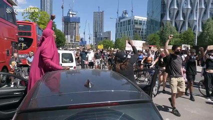 Skirmish with police at Black Lives Matter protest in London, UK
