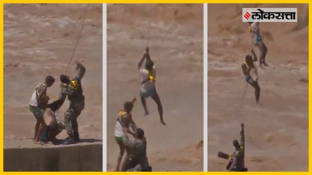 Two persons rescued who got stuck near a bridge of Tawi river in Jammu