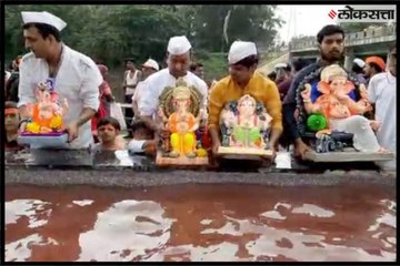 Pune - The Ganapati immersion in the Theragaon in the artificial water tank