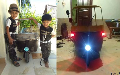 बच्चों के लिए पिता ने बनाया मिनी ऑटो, सोशल मीडिया पर वीडियो हुआ वायरल