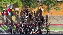 Protestors and police officers clash in Santa Monica during 'Black Lives Matter' protest