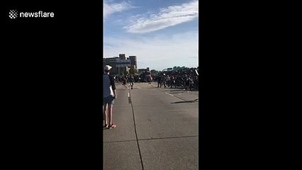 'He almost killed us!' Moment protesters try to halt moving semi during Minneapolis protest