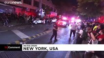 آتش گرفتن خودرو پلیس و بازداشت معترضان به نژادپرستی در نیویورک