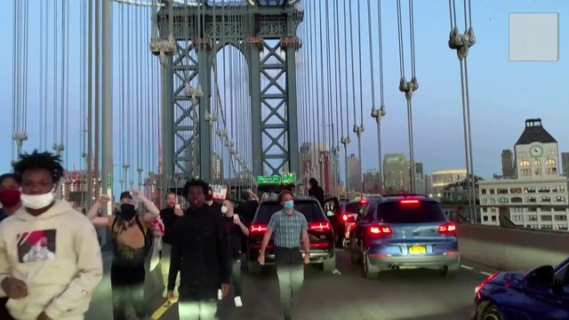 Protests in New York over killing of George Floyd by police that has sparked wave of unrest across US