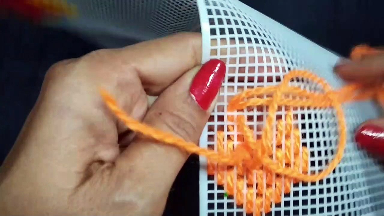 Plastic canvas hand made design with woollan , Beautiful canvas Creativity decoration ideas