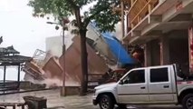 Dramatic footage shows residential house collapsing in southwestern China