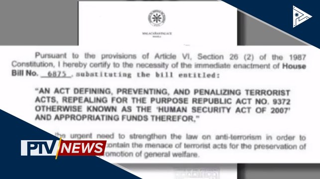 Anti-terrorism bill, sinertipikahan nang urgent ni Pres. #Duterte