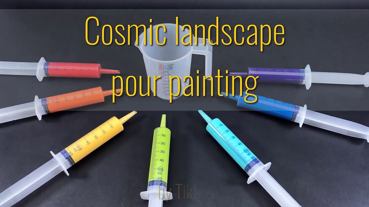 Painting a Cosmic Landscape - Acrylic pour Painting on Canvas - Satisfying ASMR