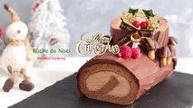 チョコレート・ロールケーキ：ブッシュドノエルの作り方＊クリスマス Chocolate Swiss Roll Cake｜HidaMari Cooking