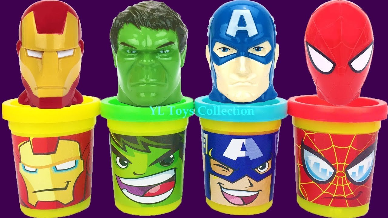 Play Doh Marvel Avengers With Iron Man Hulk Captain America And Kitchen ...