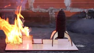 Space rocket built with matches! Amazing Chain Reaction