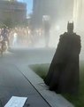 US protests and someone is roaming around as Batman