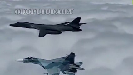 Russian Sukhoi Su-27 & SU-30 Fighters Intercept US B-1 Bombers Over Black And Baltic Seas
