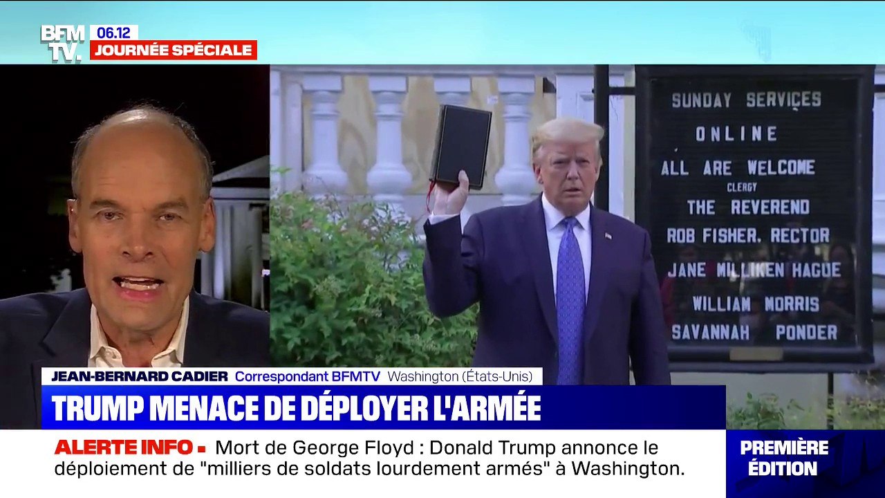 La visite surprise de Donald Trump devant une église dégradée à côté de la Maison Blanche