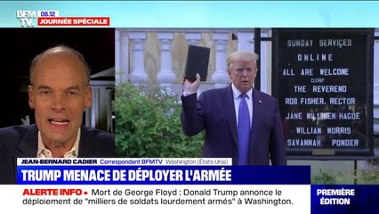 La visite surprise de Donald Trump devant une église dégradée à côté de la Maison Blanche