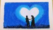 Romantic couple night scenery drawing with pastels step bystep